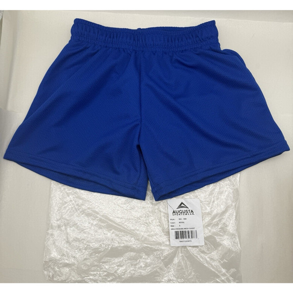 Augusta Sportswear Girls Athletic Wicking Mesh Shorts Size Small Royal Blue READ - Picture 1 of 11